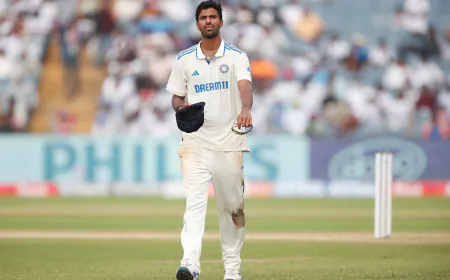 पुणे टेस्ट में वाशिंगटन सुंदर का कहर, 7 विकेट झटक कर टेस्ट करियर में बनाया नया रिकॉर्ड